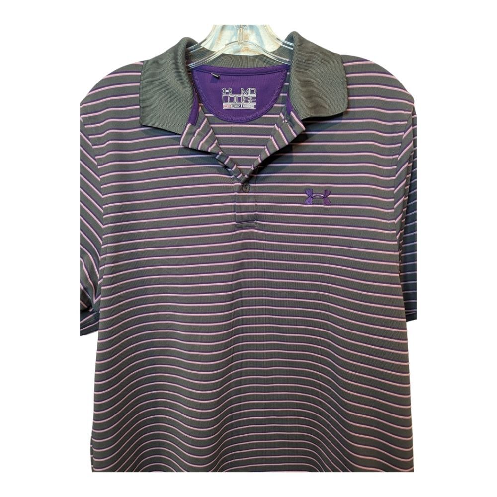 Under Armour Heat Gear Polo. Purple/Pink Loose fit. Men's size medium.
